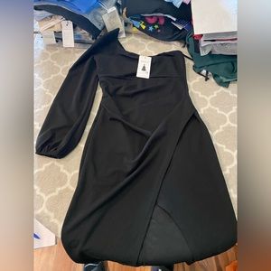 ZESICA BLACK DRESS HALF SLEEVE ONE SHOULDER MEDIUM